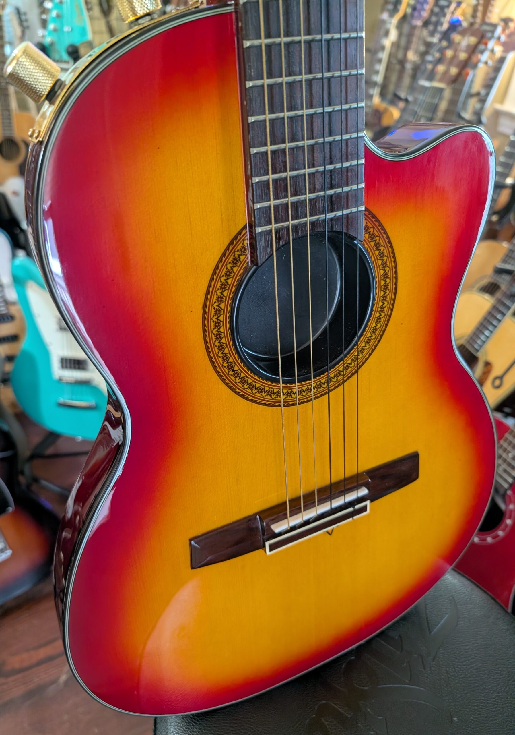 JR Beck Electric Nylon String Acoustic Electric Guitar - Image 3