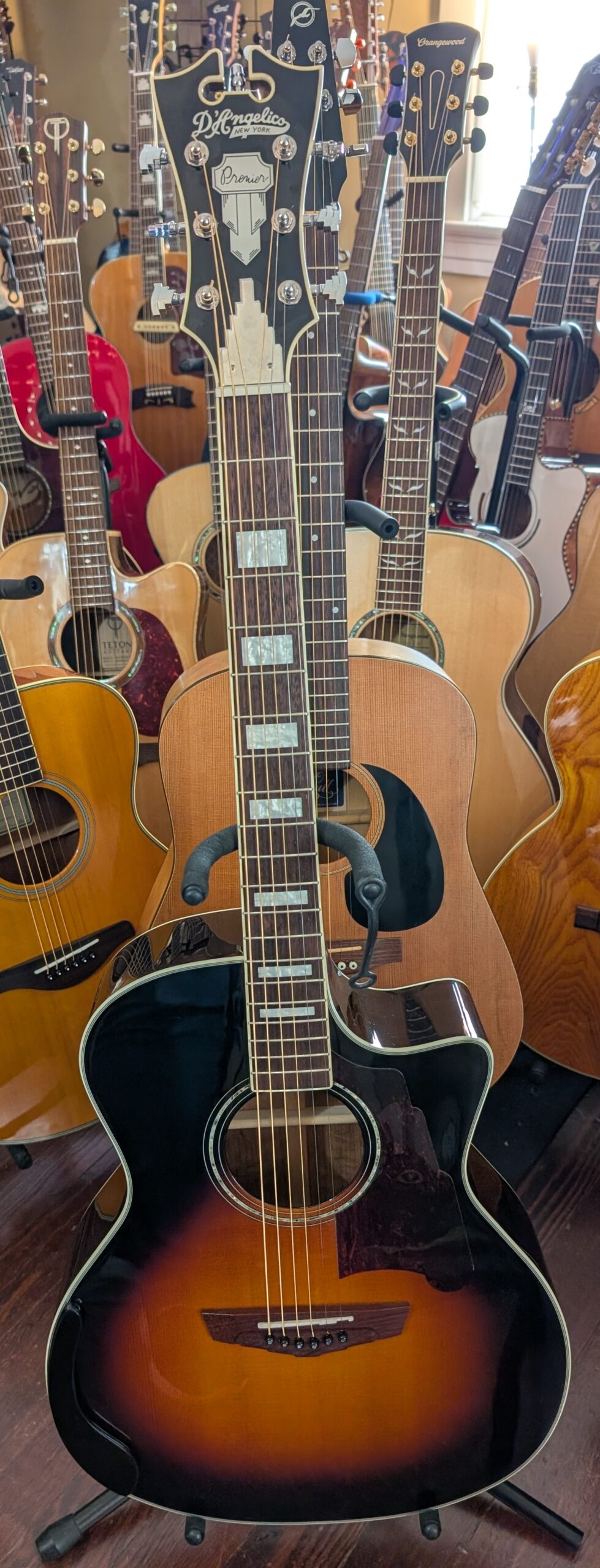 D'Angelico Premier Gramercy CS Acoustic-Electric Guitar-Vintage Sunburst - Image 4