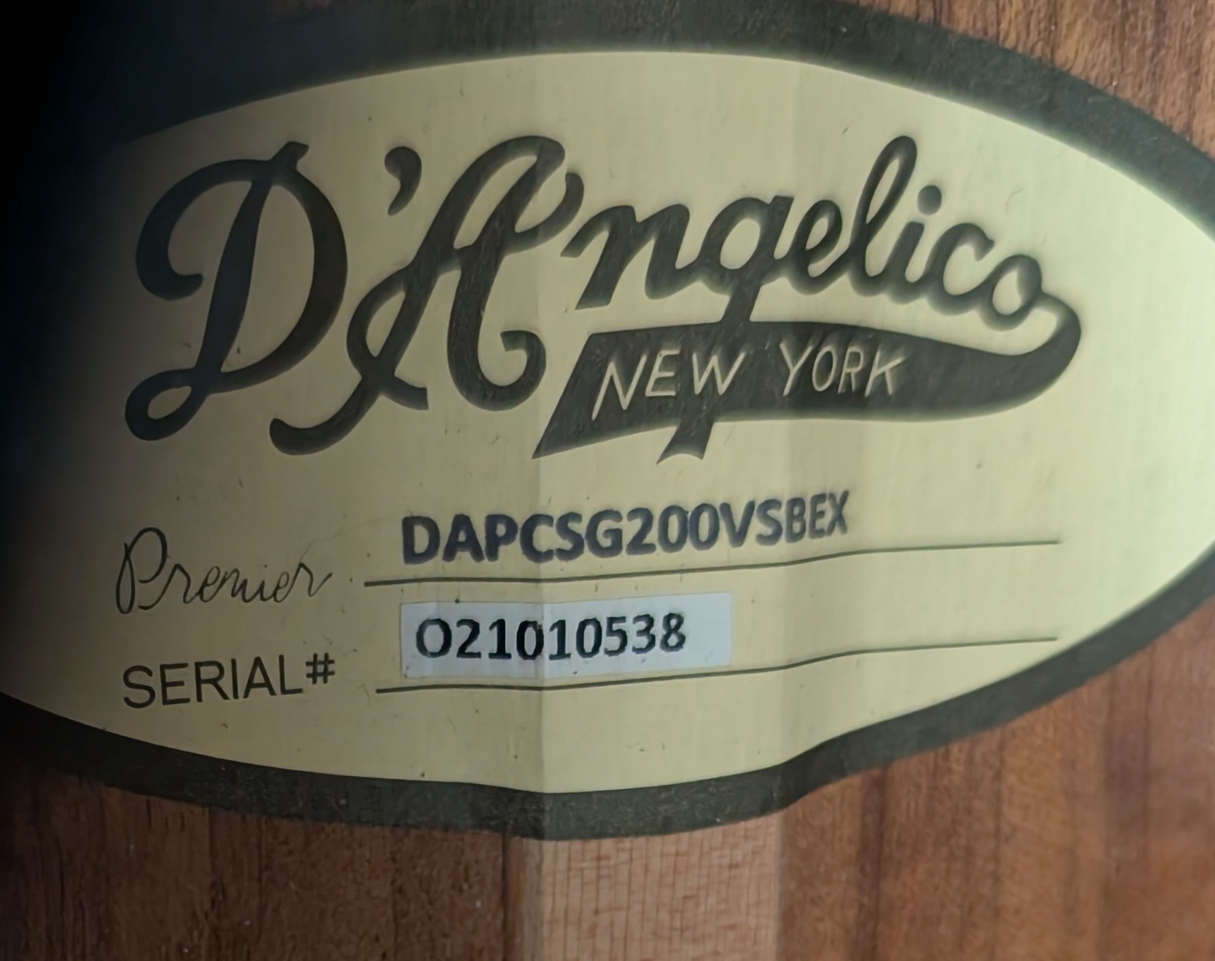 D'Angelico Premier Gramercy CS Acoustic-Electric Guitar-Vintage Sunburst - Image 7