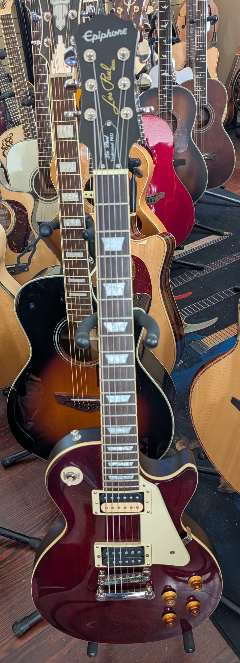Epiphone Traditional Pro Les Paul Wine Red Color Electric Guitar 2017 - Image 5