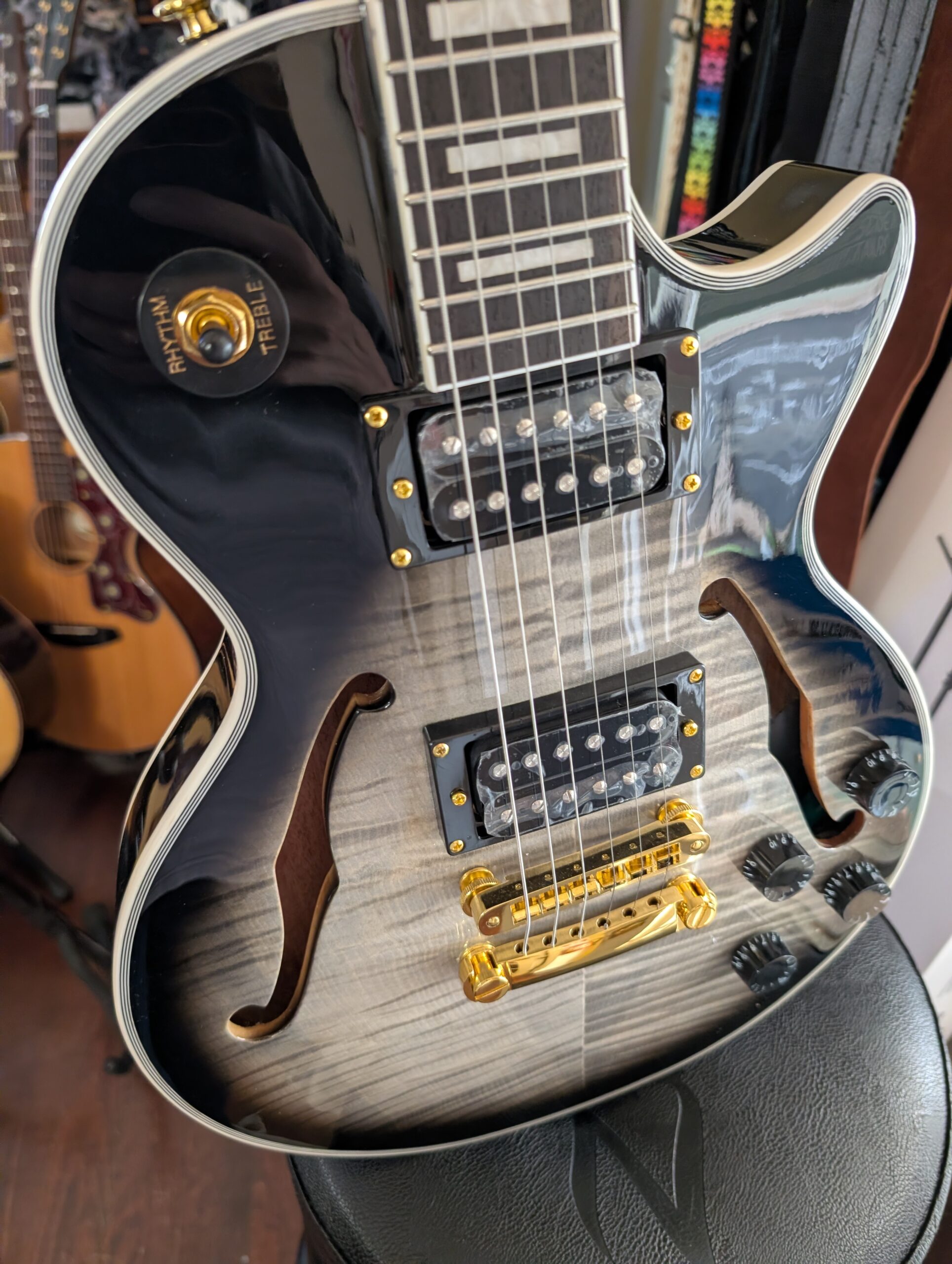 Chill Cat Limited Custom F-Holes Cobra Burst Electric Guitar - Image 3