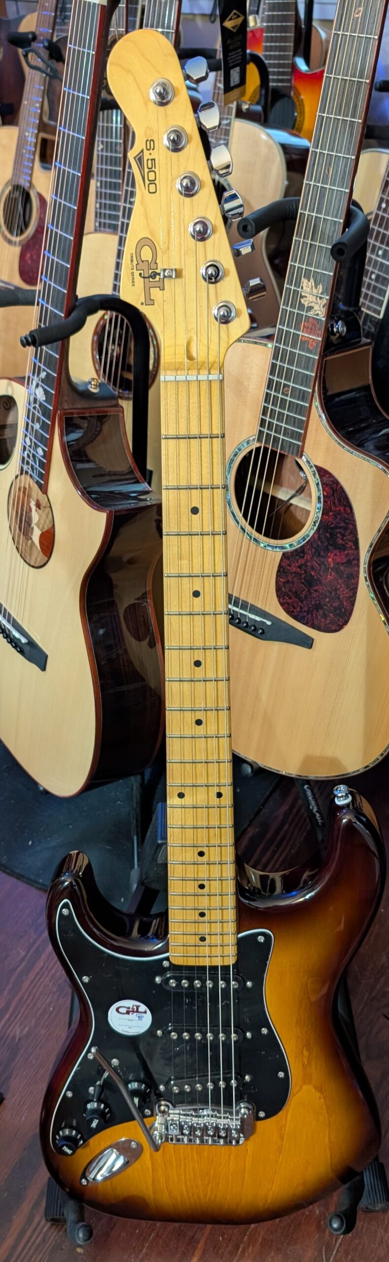 G&L S-500 Tribute 2-Tone Sunburst Left-Handed Electric Guitar